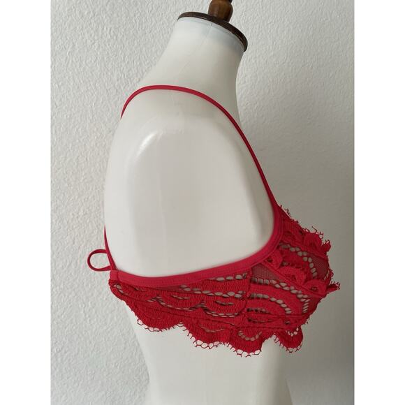 PilyQ Swim Bikini Top Lace Bralette Rouge Padding Swimwear - Picture 5 of 10